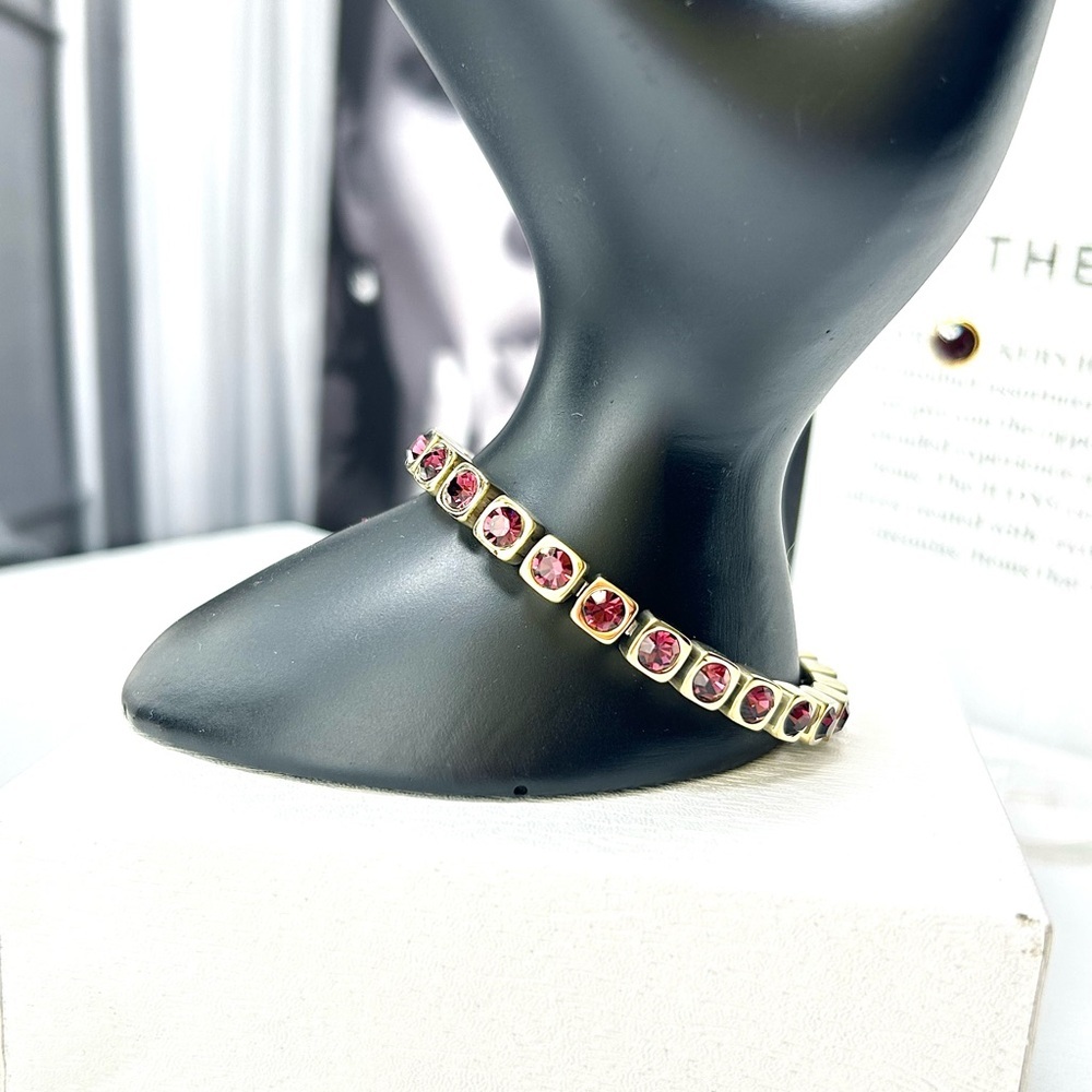 Gold Amethyst Tennis Bracelet | Sparkling Crystal Purple Jewelry |Gift-Ready NWT - Picture 10 of 10
